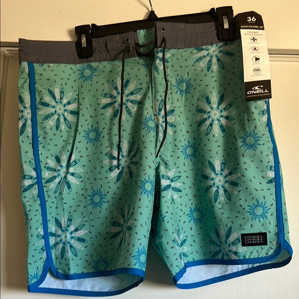 O'Neill Teal and Blue Floral Swim Shorts